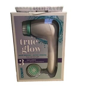 New Sealed Conair True Glow Battery Operated Facial Brush Kit 3 Heads